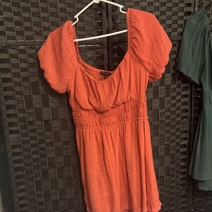 Forever 21 Orange Puff Sleeve dress
